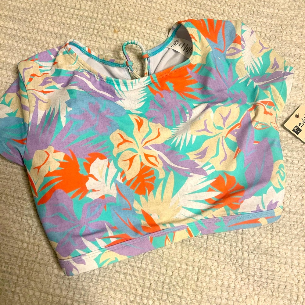 Salt Life Women’s Swim Retro Tropical Crop Top NWT Sz XL Jungle Vibes